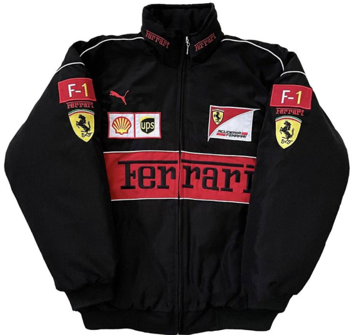 chaqueta-ferrari-281dwh-1.jpg Ferrari Racing Jacket │ Vintage Black F1 Streetwear │ Free Shipping – JACKET HAVEN - Imagen 1