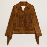 Chaqueta de mujer de ante color tabaco con flecos