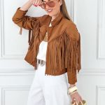 Chaqueta flecos camel