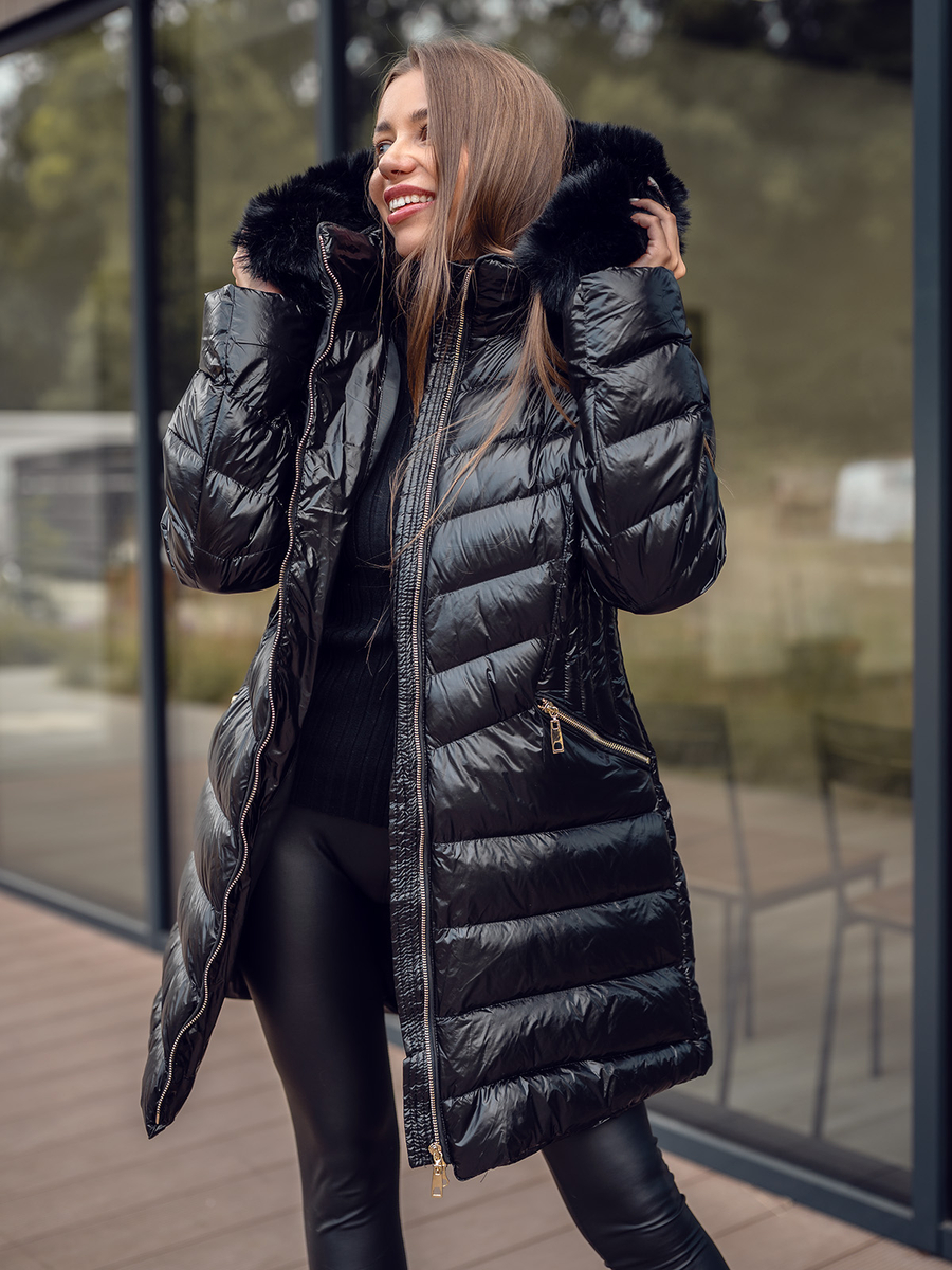 chaqueta-invierno-522xgk-1.jpg Chaqueta larga acolchada abrigo de invierno con capucha para mujer negro Bolf 5M3162 - Imagen 1