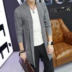 Chaqueta larga de punto para hombre, cárdigan de m... – Grandado