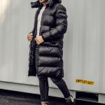 Chaqueta larga acolchada de invierno para hombre negro Bolf 9971A