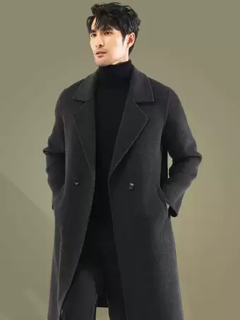 chaqueta-larga-hombre-947bwv.webp Abrigo de lana cálido para hombre cuello vuelto solapa chaqueta larga elegante de invierno - Imagen 1