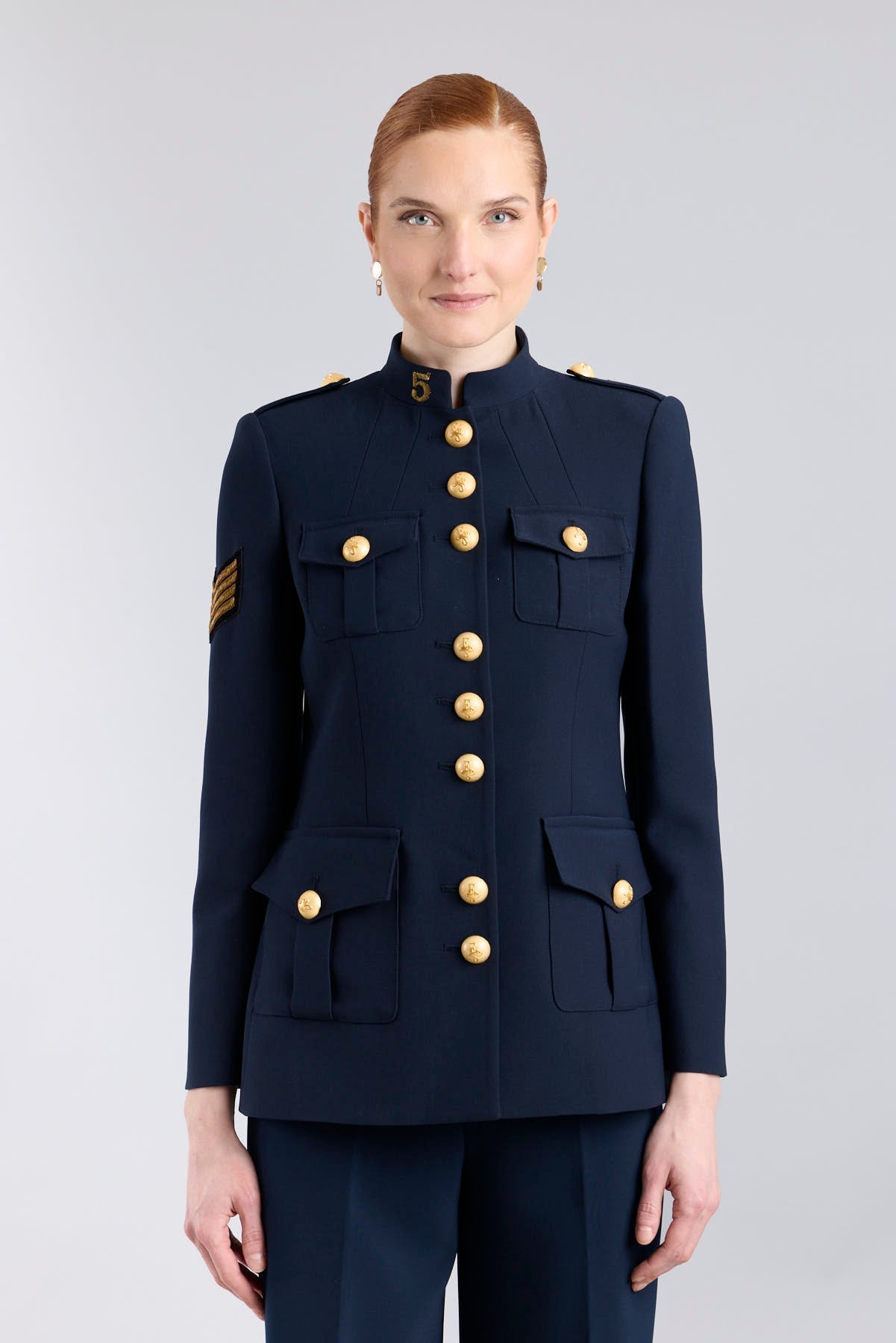 chaqueta-militar-mujer-069dez-1.jpg Chaqueta Militar Mujer Azul Marino Manhattan Sastrería en Crepe - Imagen 1