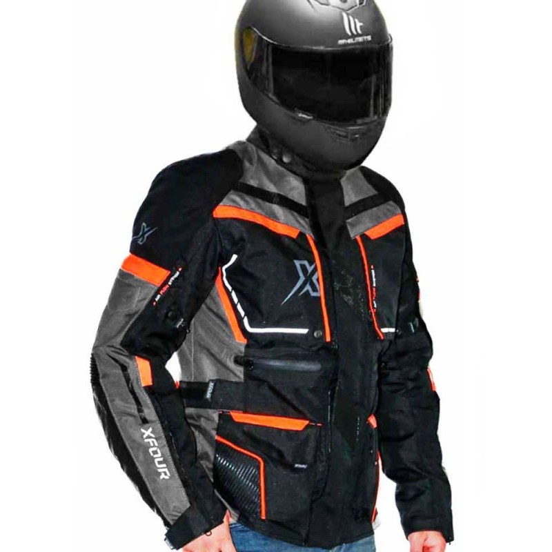 chaqueta-para-moto-439zia-1.jpg CHAQUETA CORDURA HOMBRE MAXTEX GRIS/NARANJA - Imagen 1