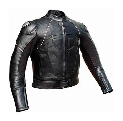 chaqueta-para-moto-567vzk-1.jpg CHAQUETA DE CUERO PARA MOTO, CON PROTECTORES DE TITANIO 163 NEGRA MOTOSKIN - Imagen 1