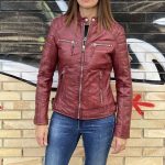 Cazadora Cuero Mujer Burgundy Medinapiel