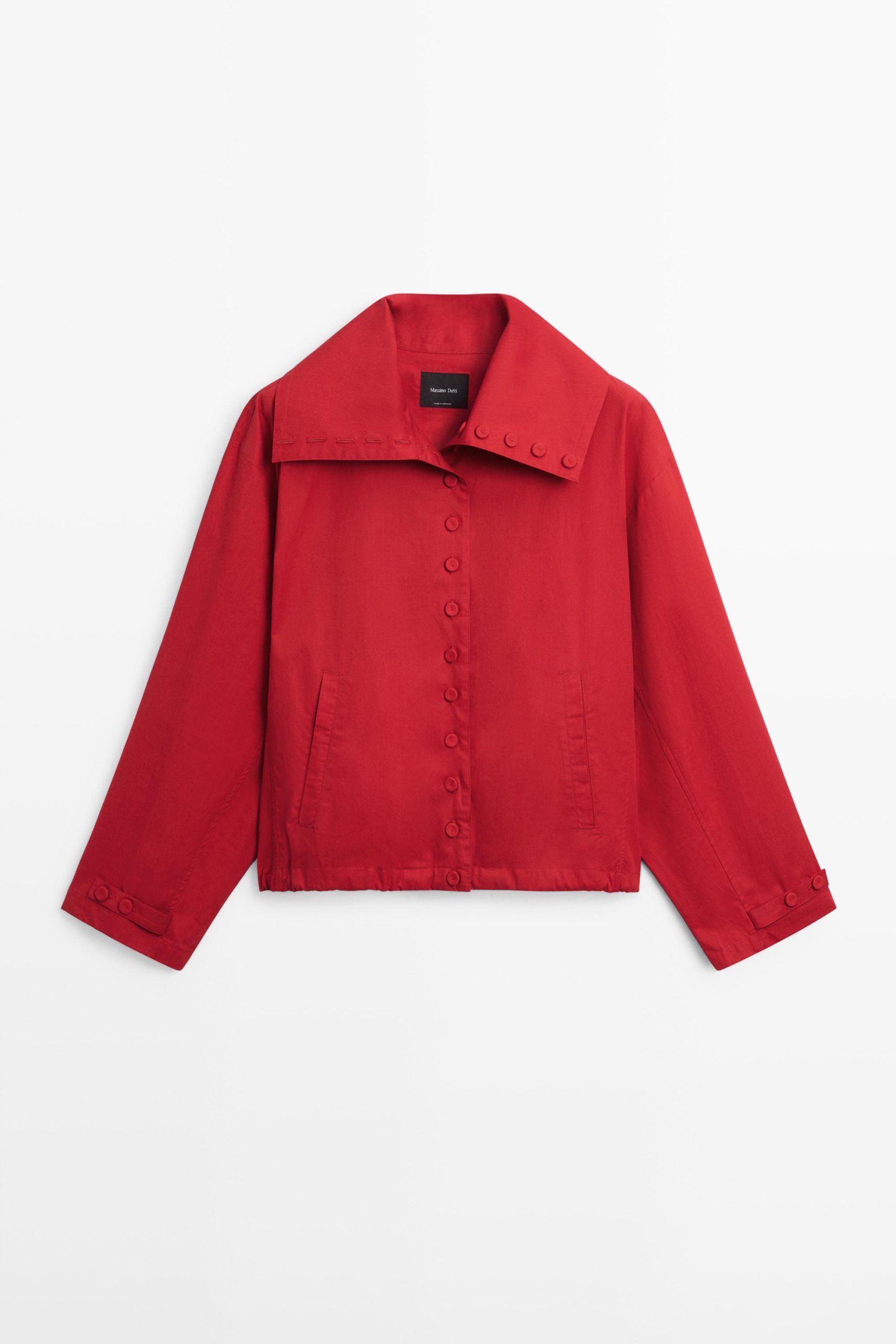 chaqueta-roja-598ilx-1.jpg Chaqueta ligera detalle botones algodón · Rojo Fuer · Abrigos Y Chaquetas | Massimo Dutti - Imagen 1