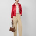 Chaqueta napa roja con pespuntes Mujer | Roberto Verino