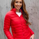 Chaqueta acolchada con cuello alto de entretiempo para mujer rojo oscuro Bolf 1141 ROJO