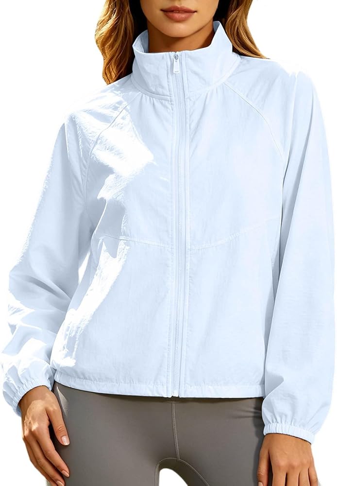 chaqueta-running-mujer-106zva-1.jpg RAOKENSU Chaqueta de running para mujer, manga larga, cuello alto, chaqueta deportiva, ligera, fina, chaqueta de entrenamiento para exteriores, ... - Imagen 1