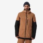 Chaqueta snowboard cálida y resistente hombre, SNB 500 ziprotect camel y negro