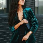 Chaqueta de terciopelo para mujer Verde Borgoña Color sólido Casual Slim Fit Primavera Otoño Calle Prendas de abrigo