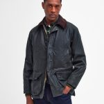 Chaqueta de hombre con cuello de pana y cierre de cremallera Barbour Verde oscuro