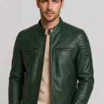 Chaqueta de Cuero Verde Harrison – Lujo Hombre