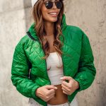 Chaqueta acolchada de entretiempo bomber para mujer verde Bolf 82622