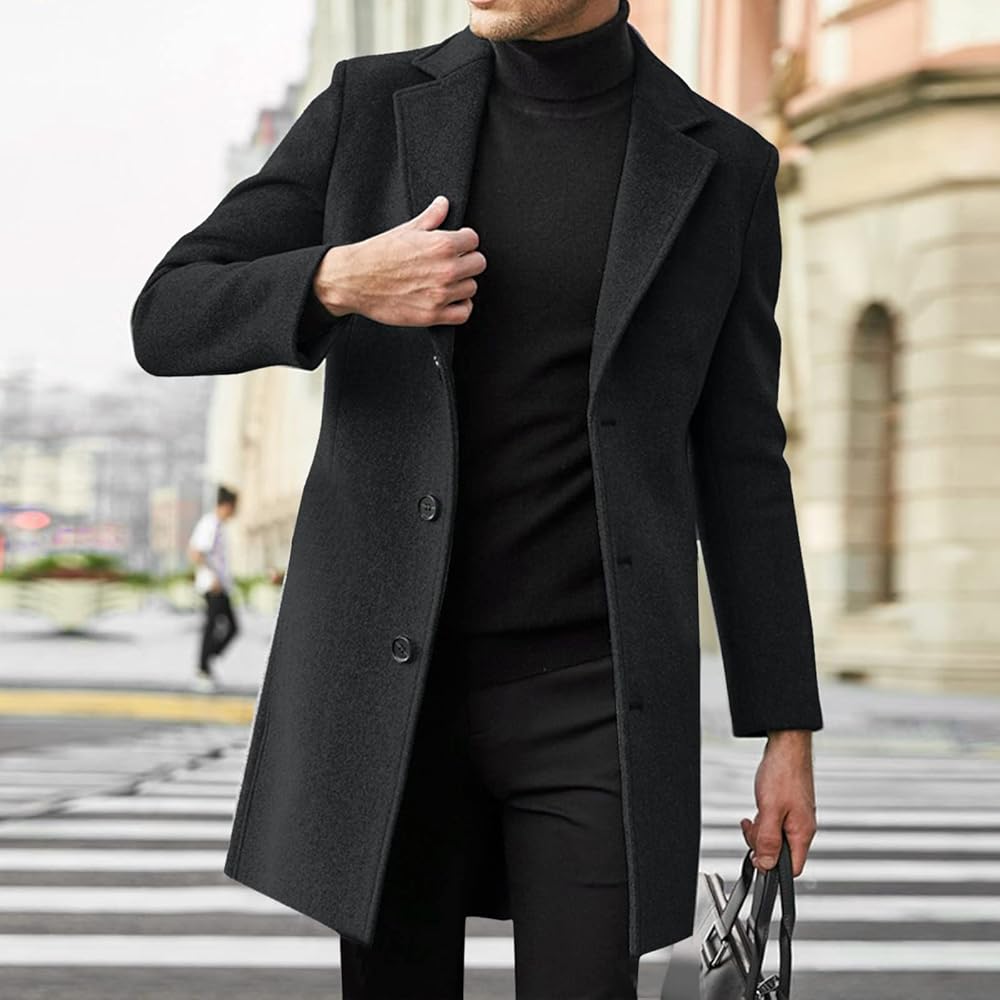 chaquetas-de-hombre-185mgd-1.jpg IQYU Gabardina larga para hombre, chaqueta de invierno cálida resistente al viento, abrigo de invierno acolchado, chaqueta monocromática de longitud ... - Imagen 1