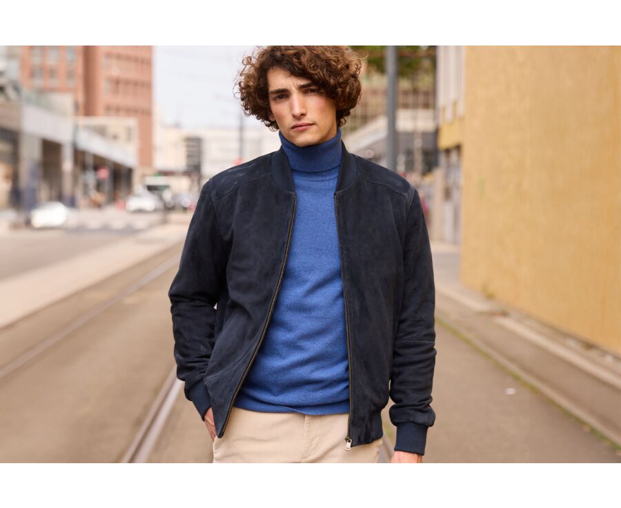 chaquetas-de-hombre-308tso-1.jpg Chaqueta de cuero Azul marino para hombre SEAN - Imagen 1