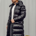 Chaqueta larga acolchada de invierno para hombre negro Bolf 9971