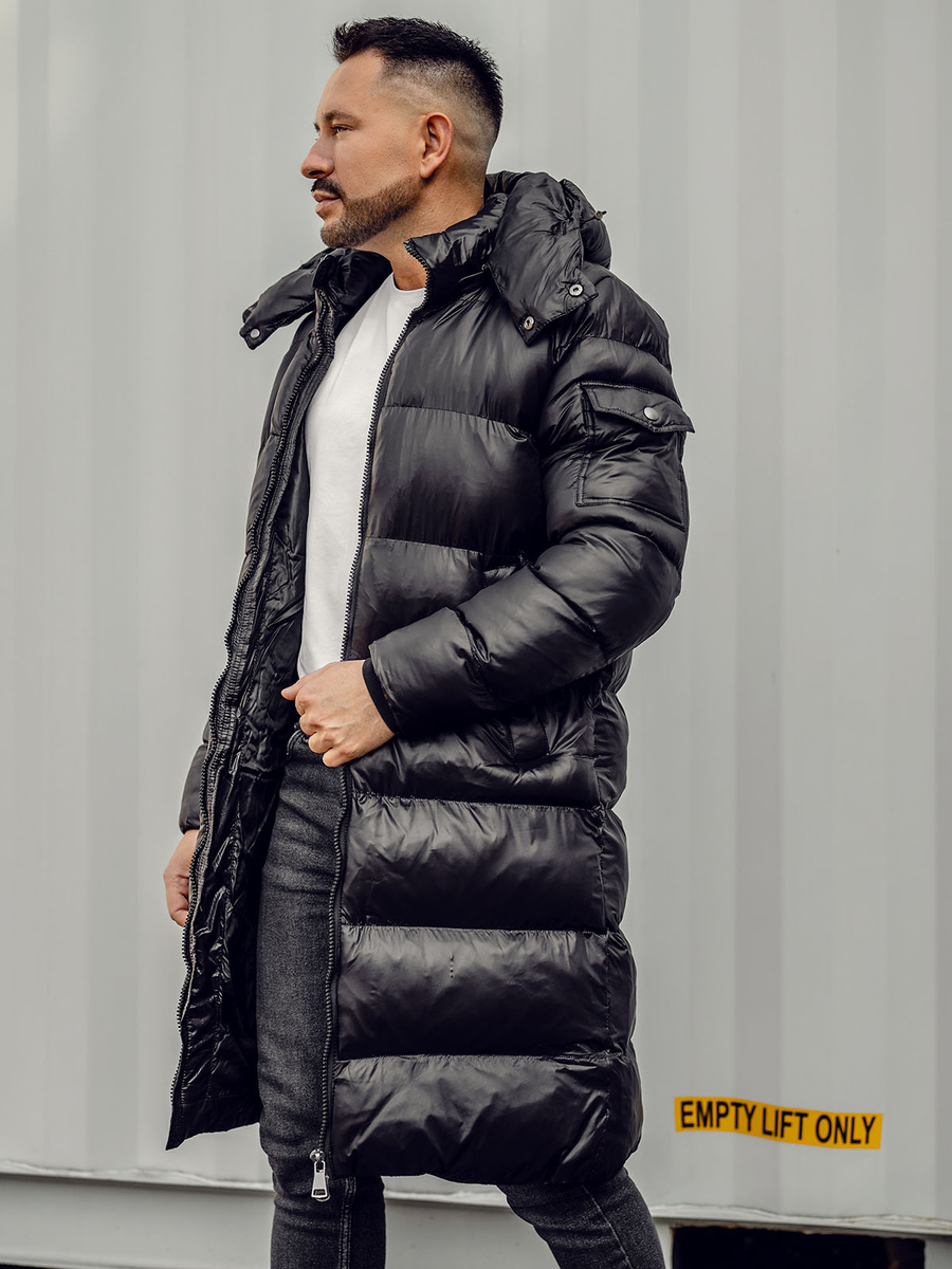 chaquetas-de-hombre-337axc-1.jpg Chaqueta larga acolchada de invierno para hombre negro Bolf 9971 - Imagen 1