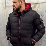 Chaqueta reversible acolchada de invierno para hombre negro y rojo Bolf 7410