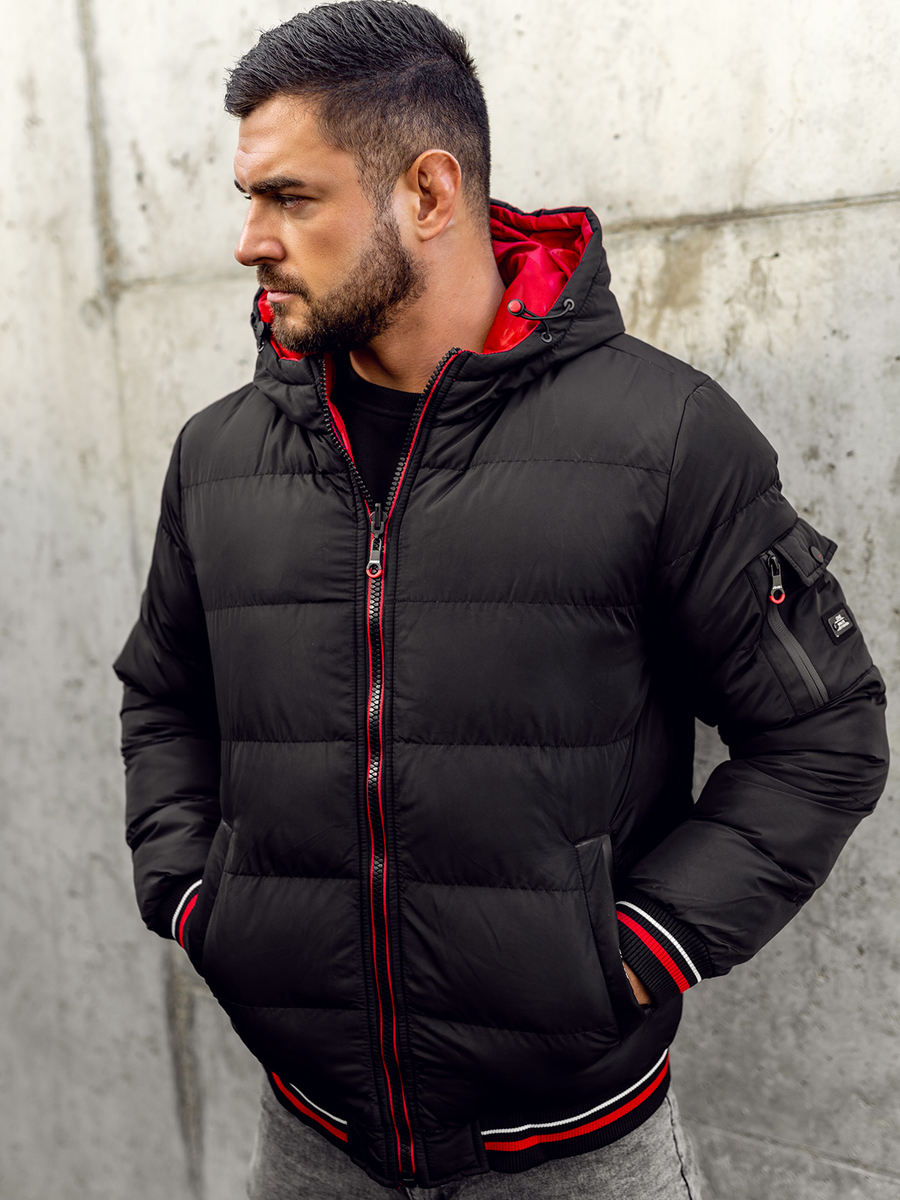 chaquetas-de-invierno-hombre-651tcc-1.jpg Chaqueta reversible acolchada de invierno para hombre negro y rojo Bolf 7410 - Imagen 1