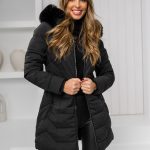 Chaqueta de invierno con capucha y pelo para mujer negro Bolf 16M9121