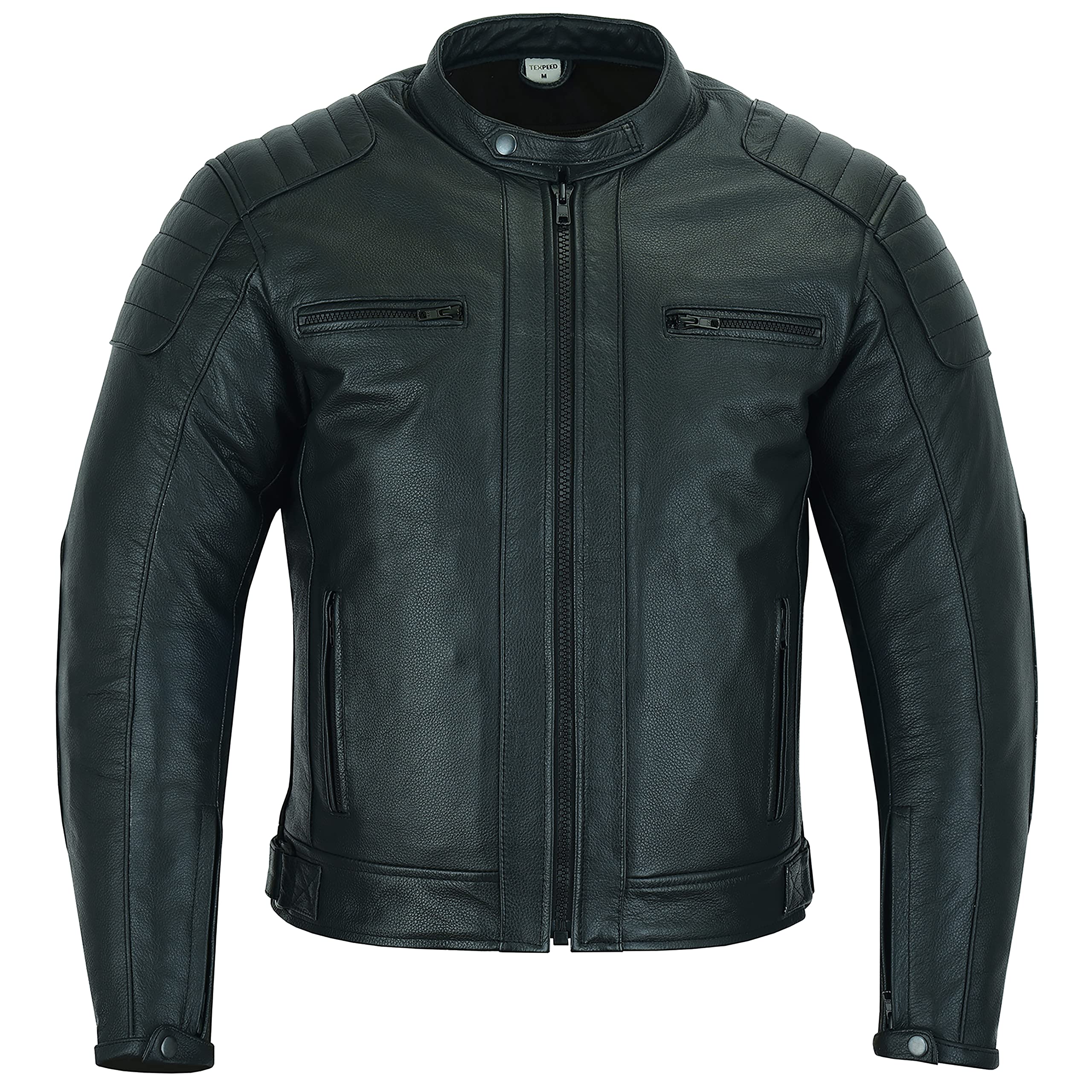 chaquetas-de-moto-332ifs-1.jpg Texpeed Chaqueta de moto de cuero para hombre Chaqueta de moto Touring con protección de armadura auténtica Biker CE (EN 1621 1) Diseño con costuras ... - Imagen 1