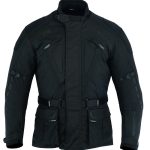 CHAQUETA DE MOTO 111 NEGRA EN CORDURA 3/4 CON PROTECCIONES C.E., IMPERMEABLE, UNISEX,