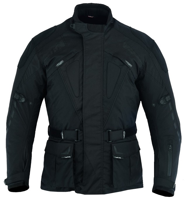 chaquetas-de-moto-929xmh-1.jpg CHAQUETA DE MOTO 111 NEGRA EN CORDURA 3/4 CON PROTECCIONES C.E., IMPERMEABLE, UNISEX, - Imagen 1