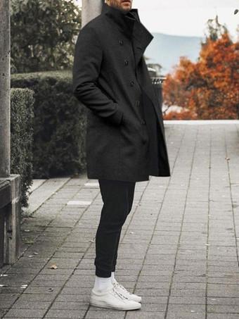 chaquetas-hombre-casual-975ojb-1.jpg Chaquetas de hombre Abrigos Abrigos de hombre Casual Negro Calidad Milanoo.com - Imagen 1
